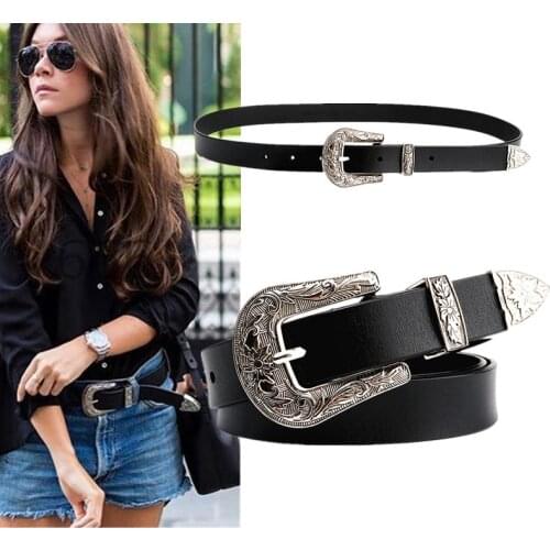 Womens Belt Vintage Engraving Exquisite Three-Piece Imitation Leather Ladies Belts Women Classic New Fashion Trend Female Belt
