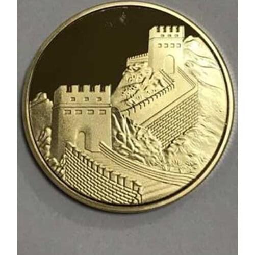 5 pcs The World wonder Chinese Great wall Temple of heaven coin gold plated badge 40 mm souvenir collectible decoration coins