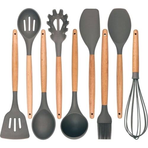 Sunshine Xiaomi 1Pc Non-stick Silicone Baking Cooking Tools Set Utensil Wooden Handle Spatula Kitchen Utensils Set Cookware