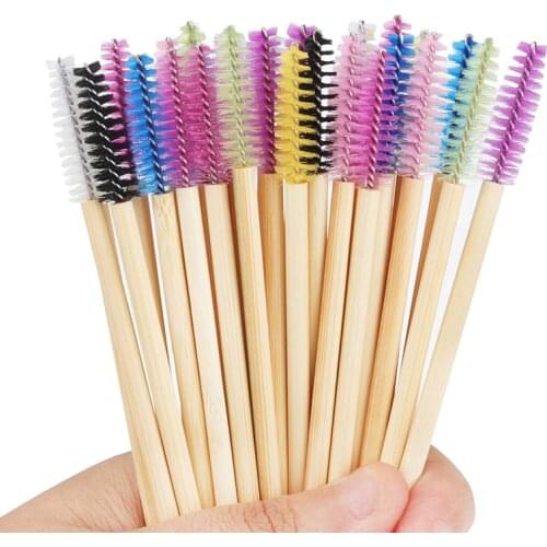100 Pcs Bamboo Handle Eyelash Brushes Disposable Eyebrow Brush Eye lash Extension Mascara Wands Applicator Makeup Brush Tools