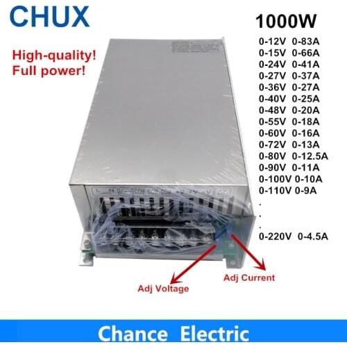 1000W Dc Power Supply Converter 220V to 12V 15V 24V 36V 48V 55V 60V 72V 80V 90V 100V 110V Voltage Adjustable 1000W AC to DC