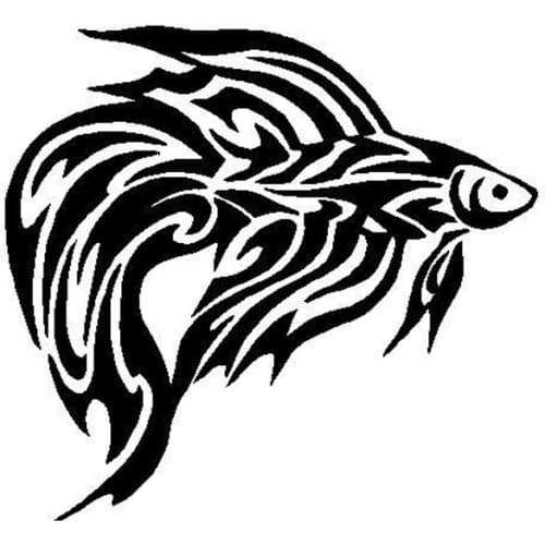 15.5*14.5CM Tribal Betta Fish Car Sticker Classic Creative Animal Car Styling Decorative Decals Black/Sliver C6-1257
