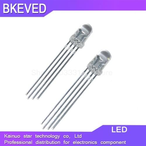 50pcs 5mm full-color LED RGB red, green and blue Four feet transparent highlight color Controllable seven lights Common anode