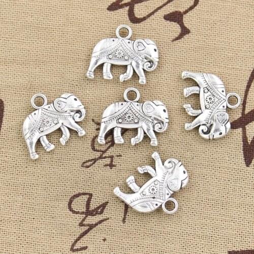 8pcs Charms Thailand Mounts Elephant 16x20mm Antique Silver Color Pendants Making DIY Handmade Tibetan Silver Color Jewelry