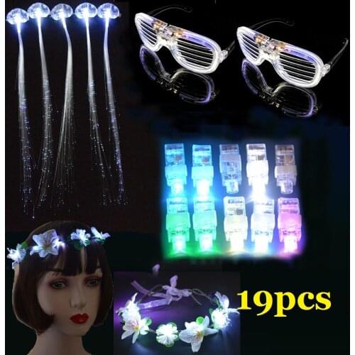 White Party LED Light Up Toys Girls Hair Styling Tools Braider Finger Lights Bracelet Flower Wreath Glow in the Dark Prizes