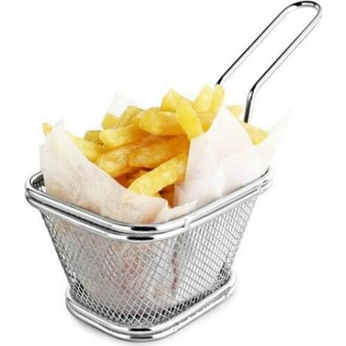 Free shipping Mini Stainless Steel Fryer Serving Food Presentation Basket Kitchen French Fries Chips Frying Baskets SN1424