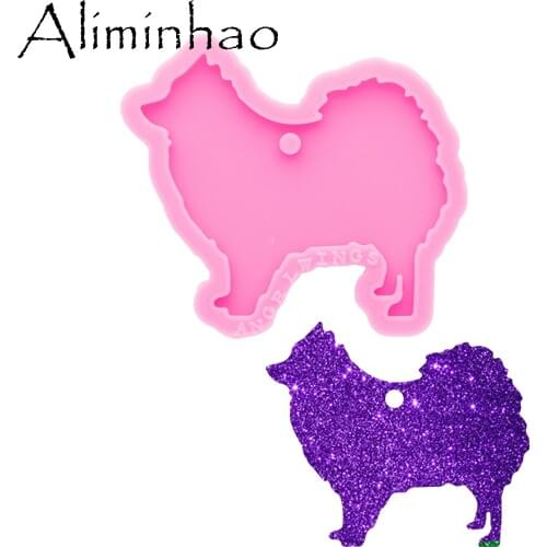 DY0616 Shiny Glossy Dog Keychain Mold - DIY Handmade charms Mold - Resin Crafting Mold - Epoxy Jewellery Silicone Mold