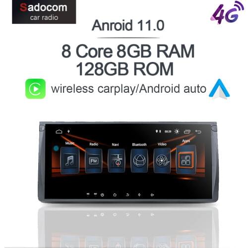 Carplay10.25 Android 10.0 4GB + 64GB 4G LTE Car DVD Player GPS WIFI Bluetooth TPMS autoradio For BMW M5 E39 X5 E53 1995-2007