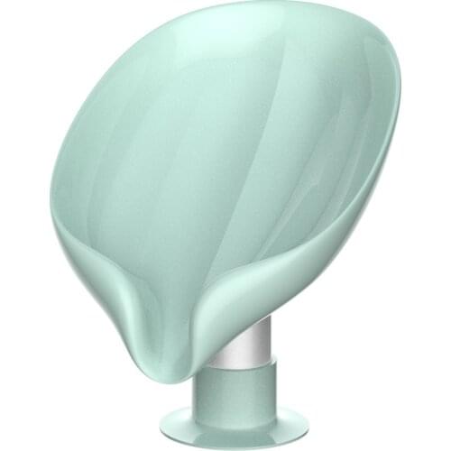 Leaf-shaped Soap Dish Soap Holder Perforated Free Standing Suction Cup Drain Rack Toilet Laundry Soap Box Bathroom Accessories