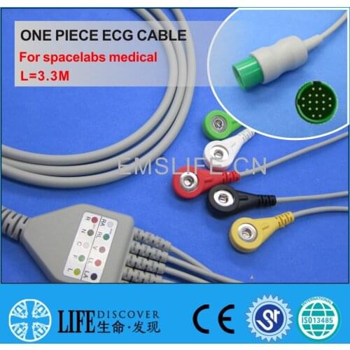ECG CABLE with 5 leadwires snap for spacelabs ultraview patient monitor