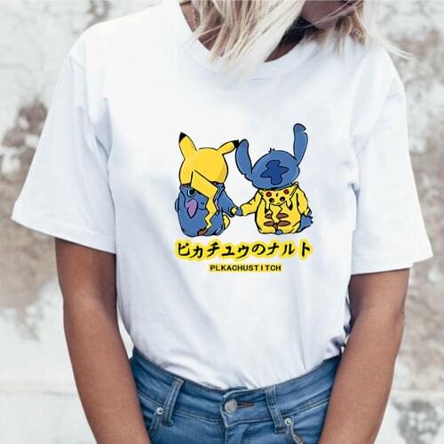 Kawaii Japanese Anime Stitch Graphic Tees Clothes Women Plus Size Clothing Tops S-3XL Harajuku Style Ladies Short Sleeve T Shirt
