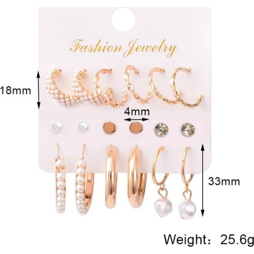 9 Pairs Hoop Earrings Ear Cuff Set for Women Jewel Lightweight