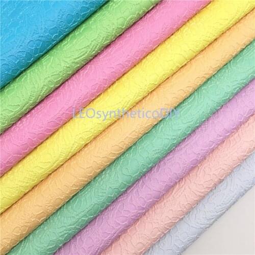 Lace Flowers Embossed Synthetic Faux Leather Fabric Pastel Colors Vinyl Leather For DIY Bows Earrings Bags 21X29CM 6S102