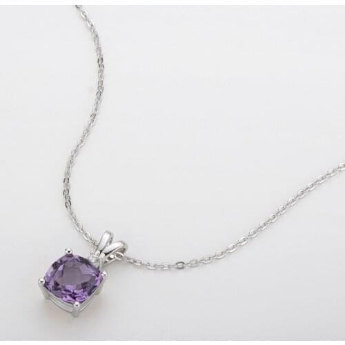 S925 Sterling Silver 8*8mm Ladies citrine Pendant Ladies Natural Amethyst stone Pendants Necklaces For Women Female Jewelry