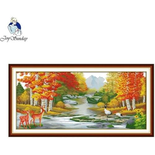 Joy Sunday Needlework Cross Stitch Set for Embroidery Kit Good Luck In Thousands of Year Counted Cross-Stitching Wall Home Decor