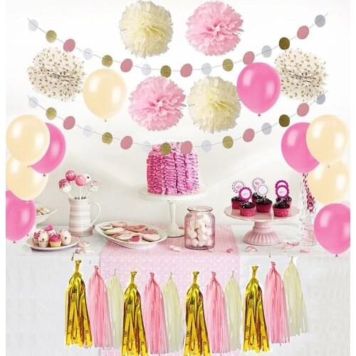 Pack of 31 Graduation Party Decor Set Rosettes Pleated Paper Lanterns Foil Swirls Tissue balloon Pom Poms Wedding Birthday