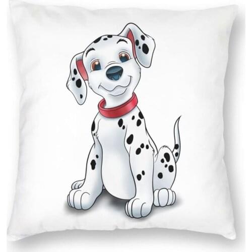 Lucky Dalmatian Dog Cushion Cover 45x45 Home Decorative 3D Print Cartoon Dog Lover Throw Pillow Case for Living Room Double Side