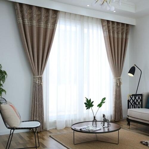 New Modern Minimalist Curtain High Quality Linen Jacquard New Chinese Thickened Semi-shading Curtains for Living Room Bedroom