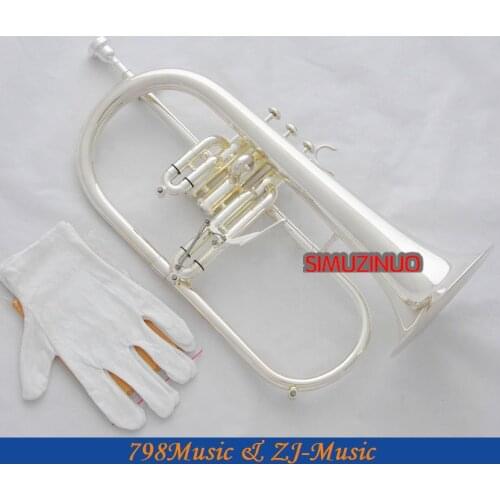 Silver Plated Flugelhorn Abalone Amado Keys Bb Flugel Horn New Case