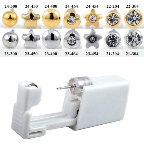 1PC Disposable Sterile Ear Piercing Unit Cartilage Tragus Helix Piercing Gun NO PAIN Piercer Tool Machine Kit Stud Ball Earrings