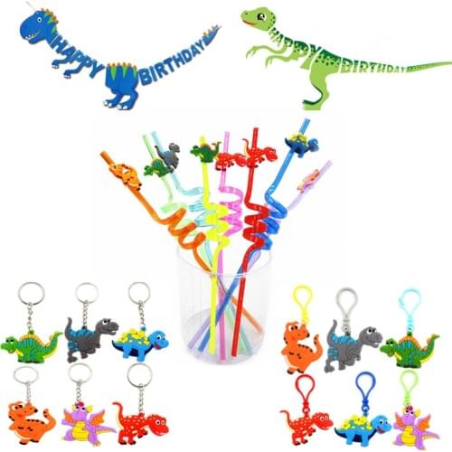 Dinosaur Party Rubber Bracelet/rings/straws Baby Shower Boy Girl Birthday Party Decorations Kids Gifts Jungle Party Decoration