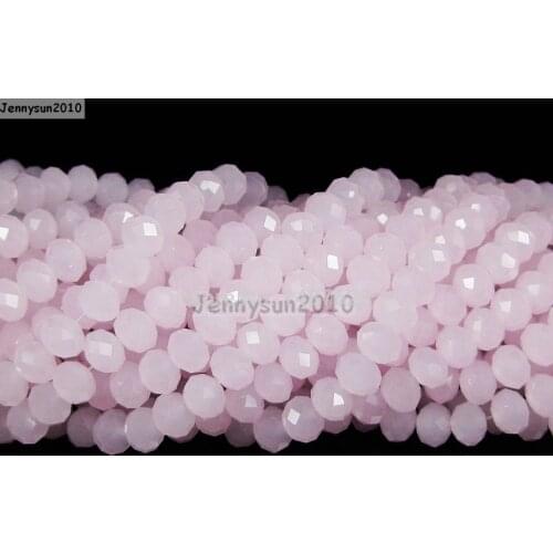 Pink Opal Czech Crystal 2mm x 3mm Faceted Rondelle Loose Spacer Beads For Bracelet Necklace Jewelry Making Craft 10 Strands/Pack