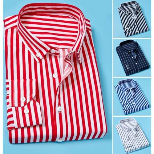 Men Casual Shirt Slim Men Casual Striped Shirt Long Sleeve Formal Dress Shirts Men Male Clothing