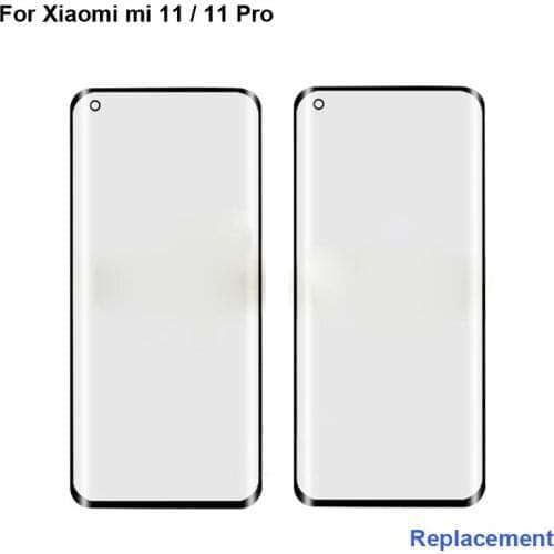 2PCS For Xiaomi mi 11 Pro Touch Screen Outer LCD Front Panel Screen Glass Lens Cover For Xiaomi mi 11 Mi11 Without Flex Cable