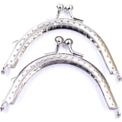 Silver Tone 8.5cm Coins Purse Arch Frame Clutch Kiss Clasp Handbag Handle Luggage Hardware Accessories Smooth Sewing Holes