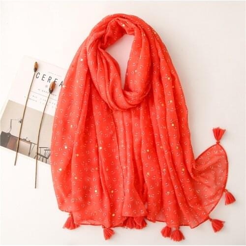 2021 Fashion Autumn Shiny Glitter Floral Tassel Viscose Shawl Scarf Women High Quality Print Soft Hijabs and Wraps Muslim Sjaal