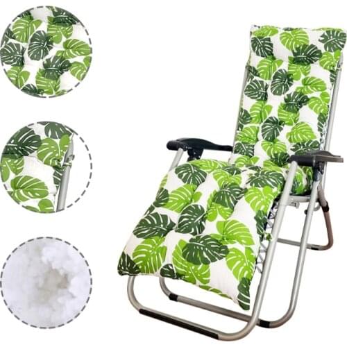 Patio Sun Lounger Recliner Cushion Pad Replacement Leaves Print Sunbed Cover Thick High Back Chair Mat for Garden Beach H58C