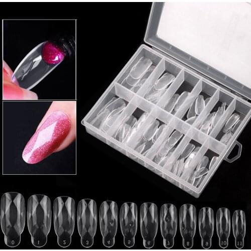 Sculpted Diamonds Pattern Full Cover Nail Tips Crystal Fake Finger Polish Extension Tips Quick Building Mold False Tips