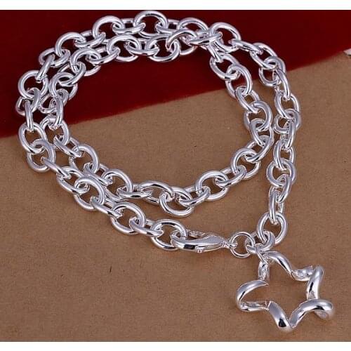 N250 Hot Sale Fine Silver Color Jewelry,Wholesale Factory Price 925 Charms Free Shipping Fashion Twisted Flower Necklace