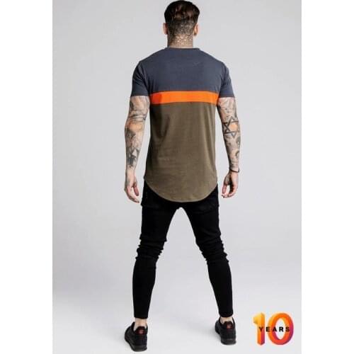 SikSilk Navy Khaki T-Shirt Oval Cut