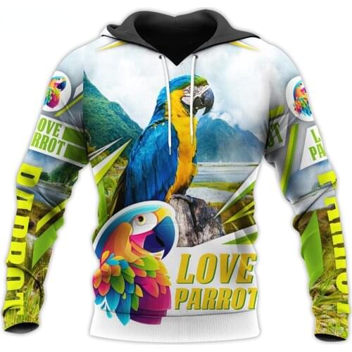 CLOOCL Men Hoodie Animal Macaw 3D Printed Love Parrot Hoodies Autumn Hooded Tops Unisex Streetwear Fashion Pullovers