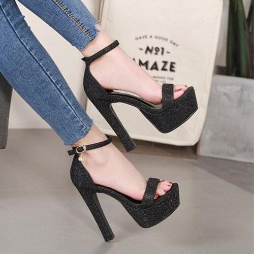 Women Pumps Sandals Platform Summer New Super High Shoes Fashion 14cm High Heels Solid Sexy Ladies Party Female Sandals