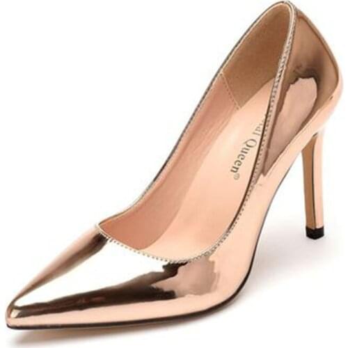 Sexy large size pointed toe single shoes lacquered leather thin heel single shoes pointed toe shoes womens single shoes