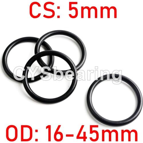 NBR O Ring Seal Gasket Thickness CS 5MM OD 16~45MM Nitrile Butadiene Rubber Spacer Oil Resistance Washer Round Shape