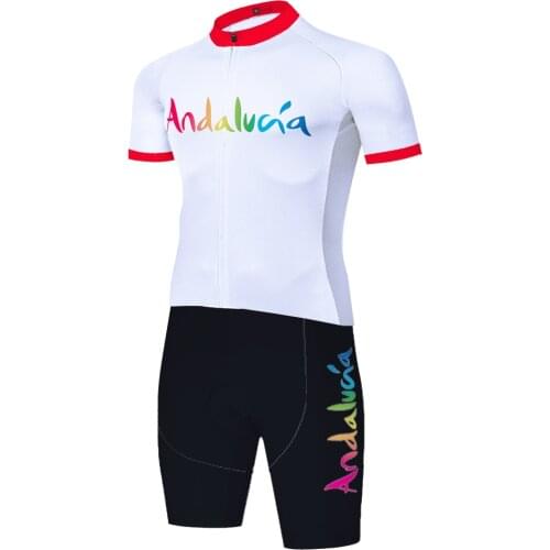 Laser cut andalucia cycling jersey one piece cycling skinsuit bicycle jumpsuit 20D gel pad short sleeve traje ciclismo hombre