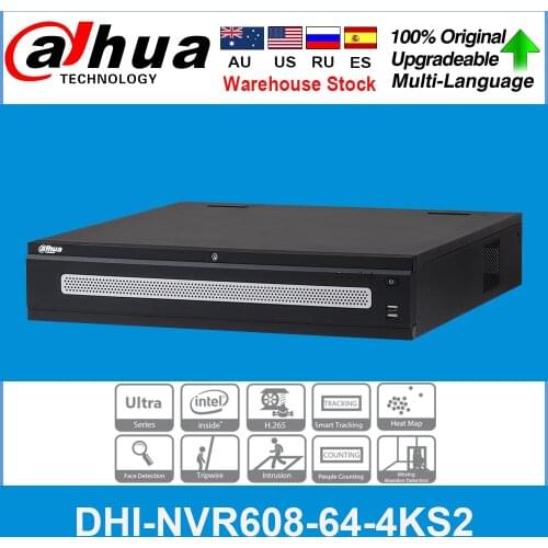 Dahua Original NVR H.265 64ch 4K Video Recorder NVR608-64-4KS2 Up to 12MP Resolution for Preview and Playback Smart Tracking