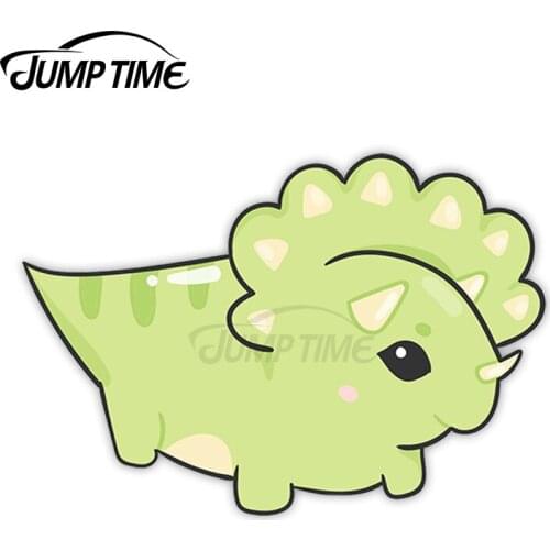 Jump Time for Cute Green Dinosaur Vinyl Stickers Dino Kids Sticker Laptop Waterproof Car Styling Accessories