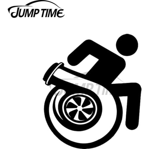 Jump Time 13 x 12cm For Cool Turbo Wheelchair Disabled Street Funny Car Stickers Personality Decal Bumper Windshield Car Styling