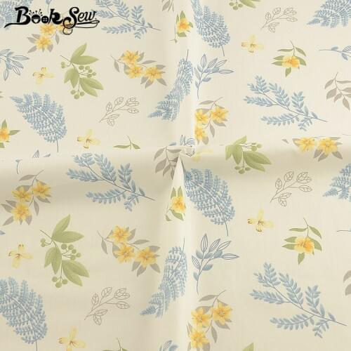 Booksew Quilting Fabric Dye 100% Cotton Twill Beige Printed Floral Style Tissue Material Cloth Patchwork Sewing Tecido Textile