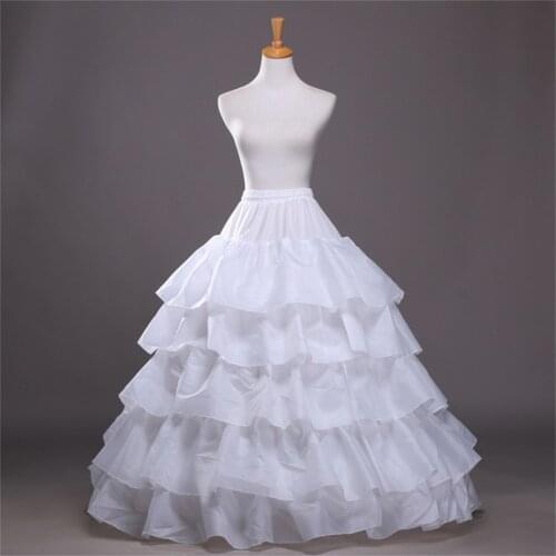 High Quality White 4 Hoops Petticoat Crinoline Slip Underskirt For Wedding Prom Bridal Gown In Stock
