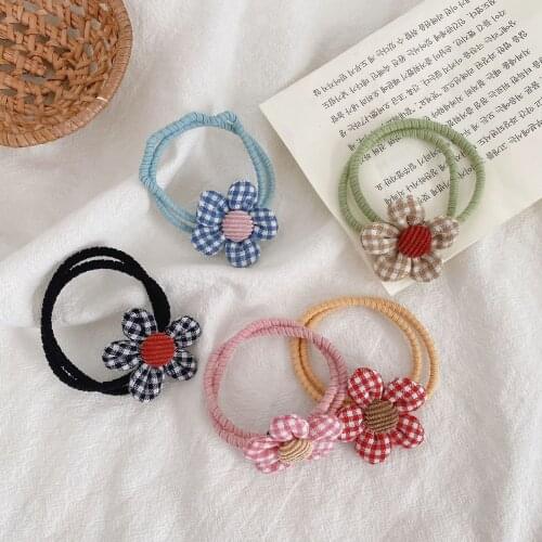 High Quality Fashion Hot Selling Hair Band Fabric Flowers Hair Rope Elastic Rubber Hair Rings Headpiece Girls Student Headpiece