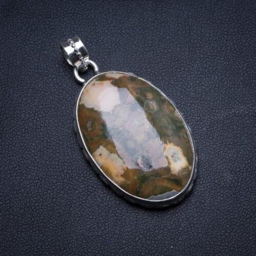 Natural Ocean Jasper Handmade Unique 925 Sterling Silver Pendant 2" X0351