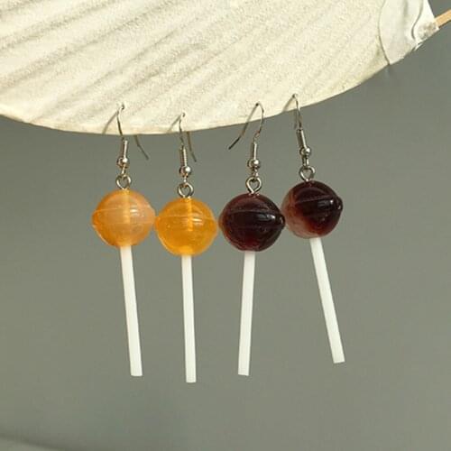 1pair Earring For Women Resin Lollipop Drop Earring New Fashion Handmade Cute Girls Candy Gift Jewelry