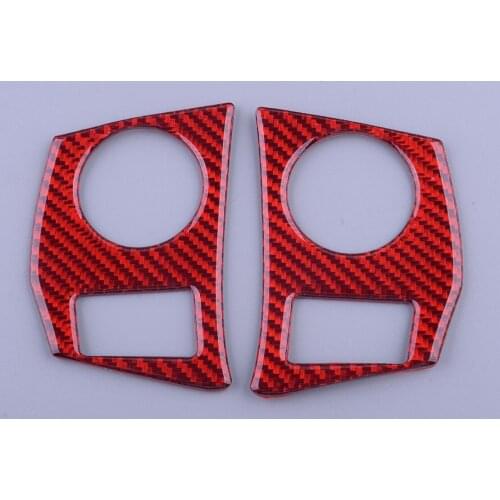 1 Pair Carbon Fiber Red Steering Wheel Button Trim Cover Frame Fit for Toyota Corolla 2014 2015 2016 2017 2018