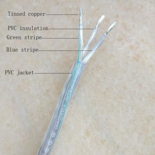 100m/lot H03VV-F 70 degree 300V transparent or black 3*0.75mm sheath power cord PVC insulated PVC sheathed flexible round cords