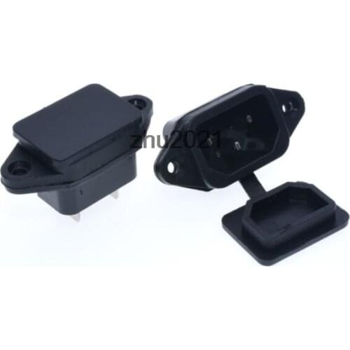 2PCS C14 Panel Mount Plug Adapter AC 250V 10A 3 Pins IEC Inlet Module Plug with cover